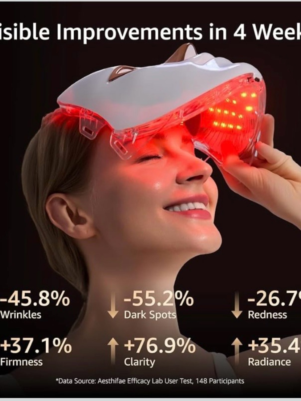 New LED Red Light Face & Neck Mask 7 Modes 426 LEDs Rechargeable Cordless - Picture 2 of 7